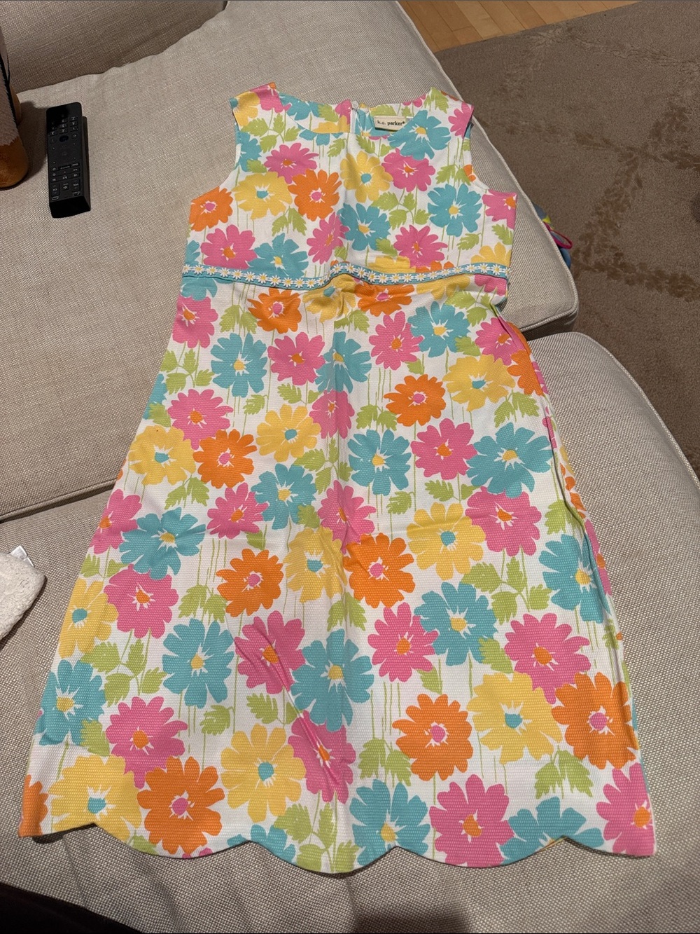 Girls' Floral A-Line Skirted Dress - Pink, Orange, Yellow & Blue